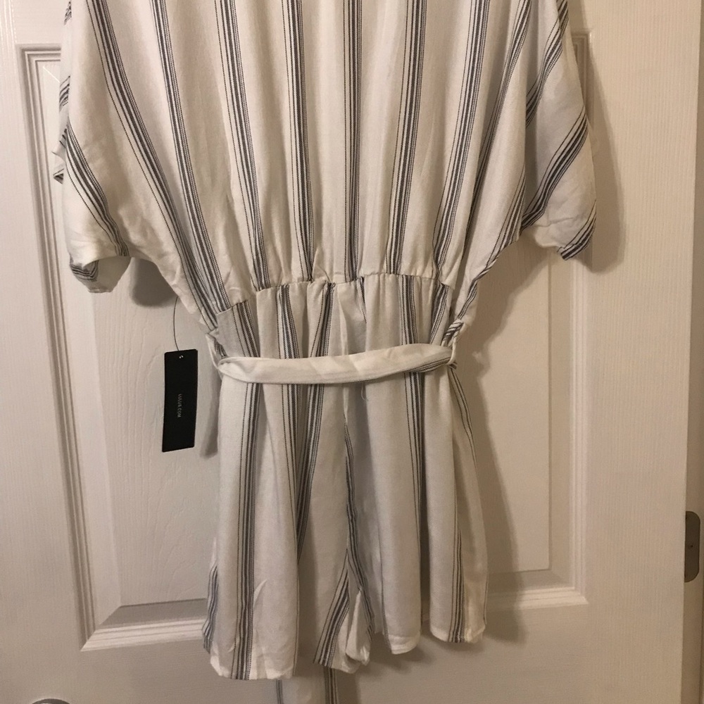 Grey and White Striped Romper - Picture 3 of 3